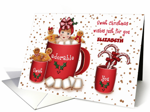 Christmas for a Customize with Any Name Girl in a Cup of Coco card