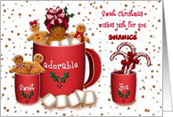 Christmas for a Customize with Any Name Ethnic Girl in a Cup of Coco card