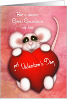1st Valentine’s Day for a Great Grandson Sweet Mouse Holding a Heart card