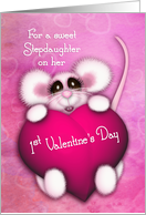 1st Valentine’s Day for a Stepdaughter Sweet Mouse With a Heart card
