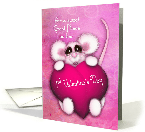 1st Valentine's Day for a Great Niece Sweet Mouse With a Heart card