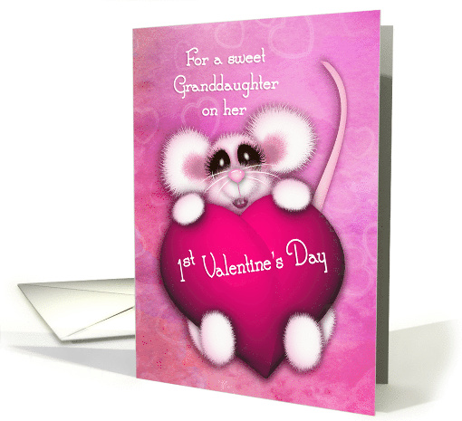 1st Valentine's Day for a Granddaughter Sweet Mouse With a Heart card
