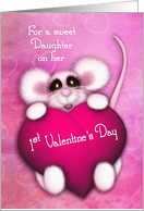1st Valentine’s Day for a Daughter Sweet Mouse With a Heart card