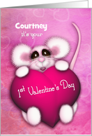 1st Valentine’s Day Customize with Any Name Sweet Mouse With a Heart card