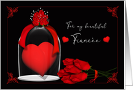 Valentine’s Day for Your Fiancee Red Heart Under Glass with Roses card