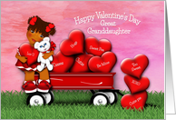 Valentine for Great Granddaughter with Teddy Bear in Wagon with Hearts card