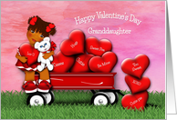 Valentine for Ethnic Young Granddaughter Girl in Wagon full of Hearts card