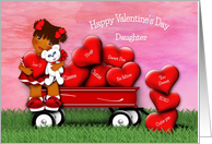Valentine for Ethnic Young Daughter Girl in Wagon full of Hearts card
