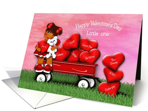 Valentine for Ethnic Young Girl in Wagon full of Hearts card (1665902)