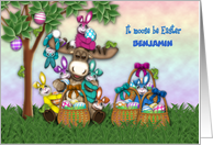 Easter Customize With Any Name Benjamin Moose Colorful Bunnies Eggs card