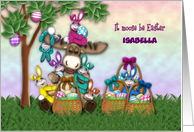 Easter Customize With Any Name Isabella Moose Colorful Bunnies Eggs card