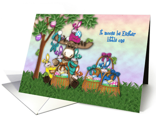 Easter for Young Boy Moose Colorful Bunnies Eggs card (1669110)