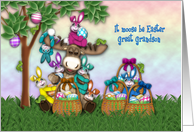 Easter for a Great Grandson Moose Colorful Bunnies Eggs card