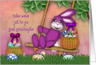 Easter for a Great Granddaughter Bunny on Swing Basket Full Bunnies card