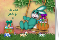 Easter for a Son Bunny on Swing Basket Full Bunnies card