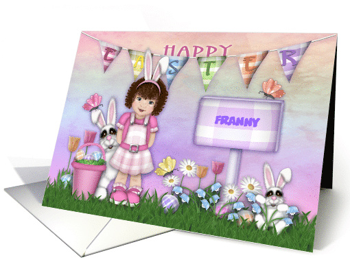Easter Customize with Any Name Young Girl with Bunnies... (1670778)