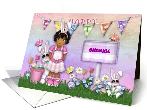 Easter Customize with Any Name Young Girl with Bunnies... (1670822)