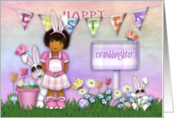 Easter for a Granddaughter Young Girl with Bunnies and Flowers card