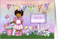 Easter for a Young Girl with Bunnies and Flowers card