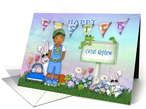 Easter for a Great Nephew Ethnic Young boy with Bunnies... (1671316)