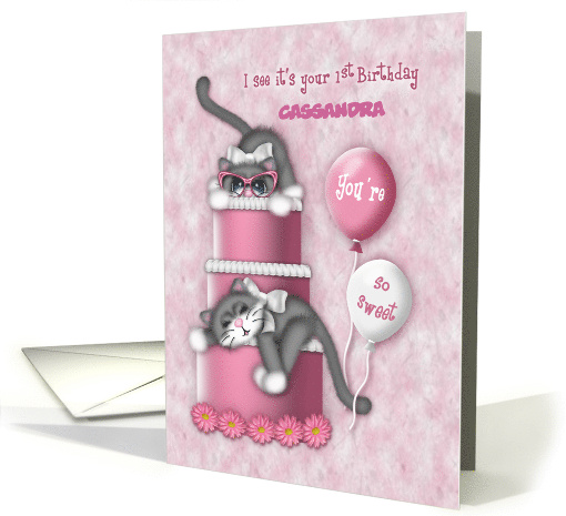 1st Birthday Customize with Any Name Kitten with Glasses... (1673084)