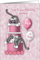 1st Birthday for a Grandniece Kitten with Glasses on a Cake card