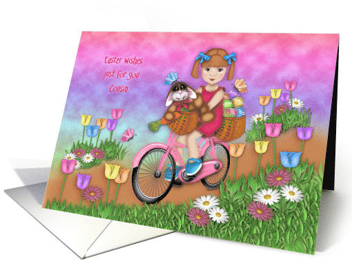 Easter for Cousin a Little Girl on a Bike with a Bunny in... (1675020)