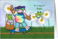 Easter for a Stepson Bunny on a Skateboard card