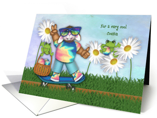 Easter for a Cousin Bunny on a Skateboard card (1676014)