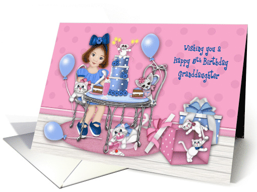 5th Birthday for a Granddaughter Party with Her Kittens and Puppy card