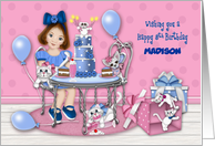 5th Birthday Customize with Any Name Party with Her Kittens and Puppy card