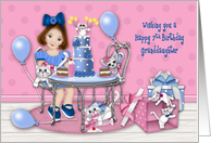 7th Birthday for a Granddaughter Party with Kittens and a Puppy card