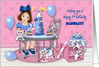 7th Birthday Customize with Any Name Party with Kittens and a Puppy card