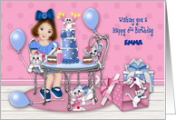 6th Birthday Customize with Any Name Party with Kittens and a Puppy card