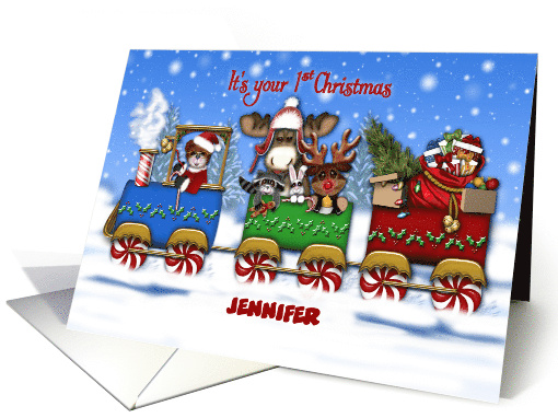 Christmas Train 1st Christmas Customize with Any Name card (1706050)