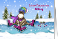 Christmas Customize With Any Name Ice Skating Moose and Mice card