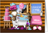 5th Birthday Customize With Any Name Moose in Tub Forrest Animals card