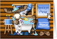 5th Birthday Customize With Any Name Moose in a Tub Mice and Animals card