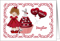 Valentine for Daughter Puppy on a Cupcake Heart Balloons card