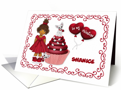 Valentine Ethnic Customize Any Name Puppy on a Cupcake... (1715580)