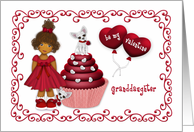 Valentine Ethnic For Granddaughter Puppy on a Cupcake Heart Balloons card