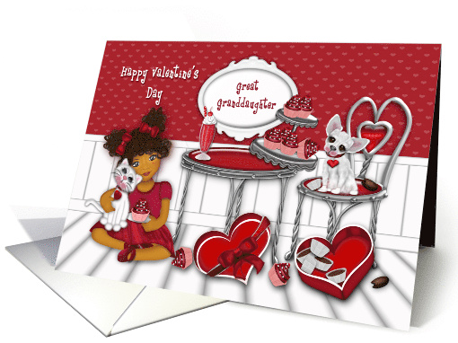 For Great Granddaughter Valentine's Day Valentine Ethnic Kitten card