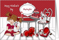 For Stepdaughter Valentine’s Day Valentine With Kitten and Puppy card