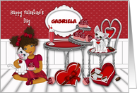 Customize Any Name Ethnic Valentine’s Day Valentine Kitten and Puppy card