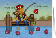 Valentine for an Ethnic Great Grandson Little Boy Fishing on a Dock card