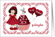 Valentine for a Asian Goddaughter Girl Puppy on a Cupcake Hearts card