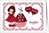 Valentine for a Asian Daughter Girl Puppy on a Cupcake Hearts card