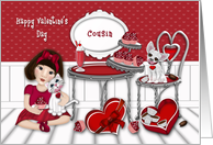 For Asian Cousin Valentine’s Day Valentine with Kitten and Puppy card