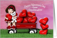 Valentine for Asian Great Granddaughter Teddy Bear in Wagon Hearts card