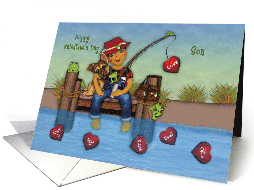 Valentine for an Ethnic Son Little Boy Fishing on a Dock card